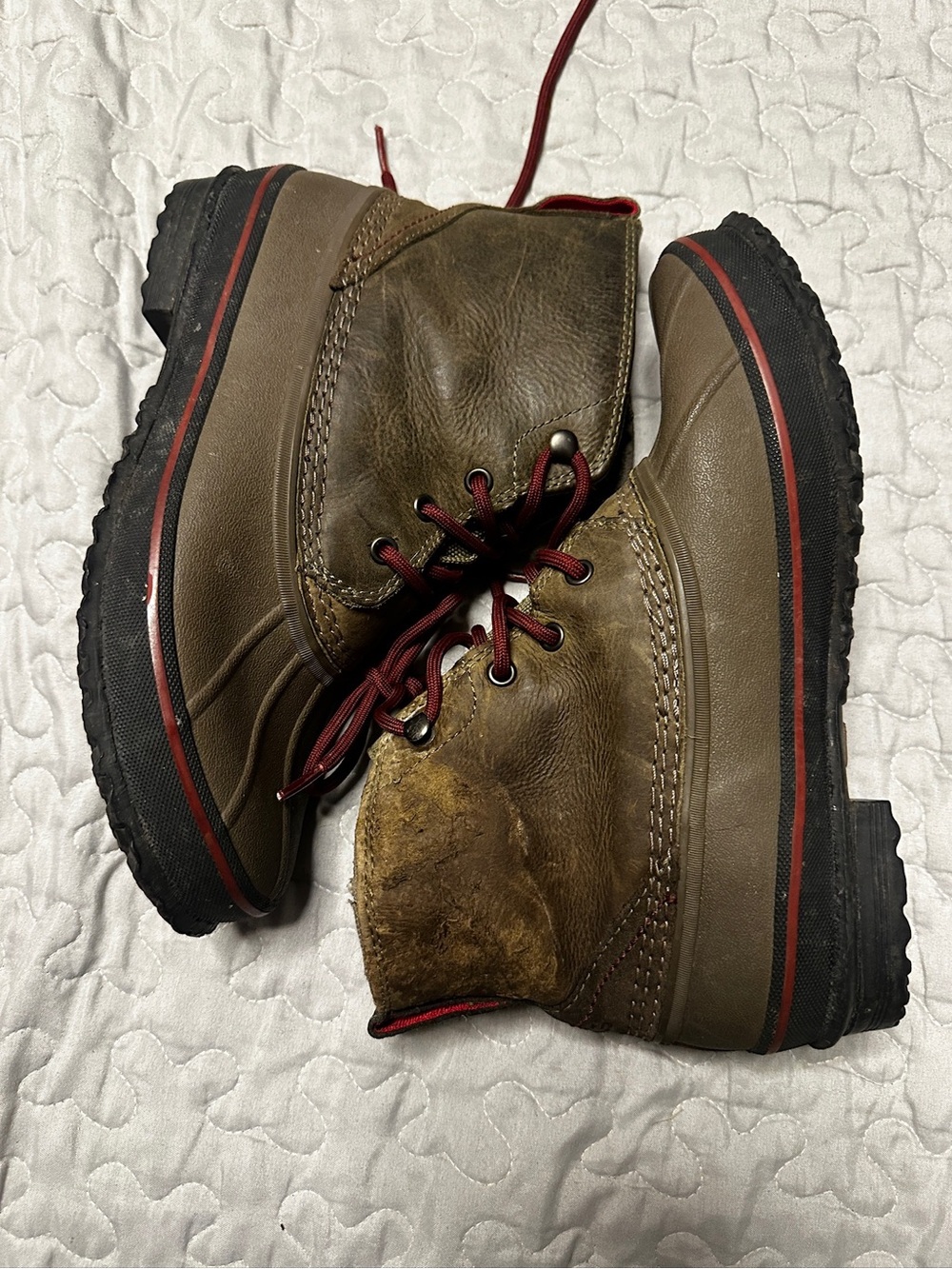 UGG Brown Leather Rain & Snow Boots with Red Trim